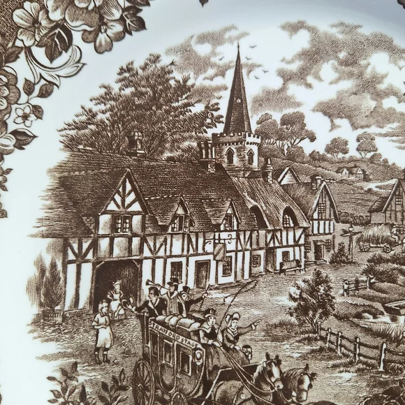 Vintage J&G Meakin Royal Staffordshire Stratford Stage Brown Ironstone Plates - Picture 6 of 13